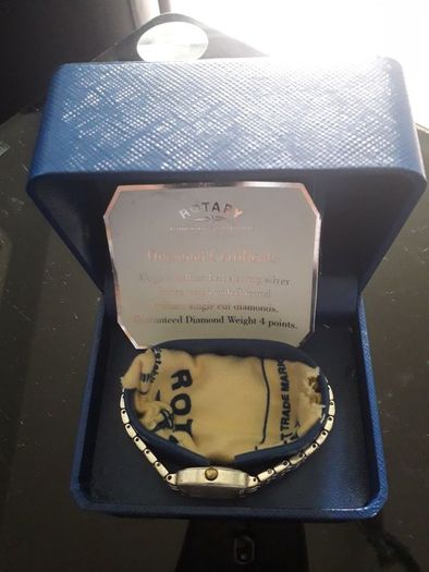 Rotary Watch Sterling Silver & Diamond With Mother Of Pearl Face