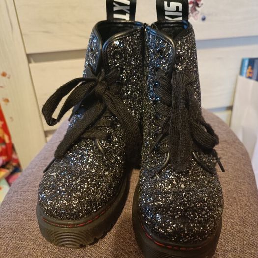 Designer girls Miss sixty glitter Dr Martens style boots shoes 11 UK eur 29