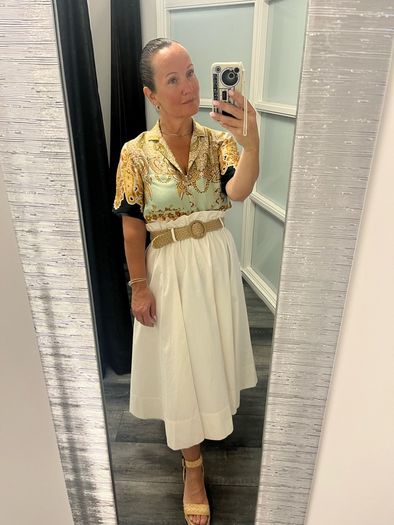 midi skirt and blouse