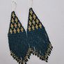 Dark Green beaded earrings, sterling silver hook Image 6