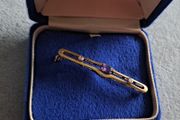 Vintage 9ct gold amethyst brooch