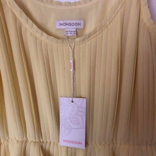 Monsoon pale yellow Midi Dress UK10