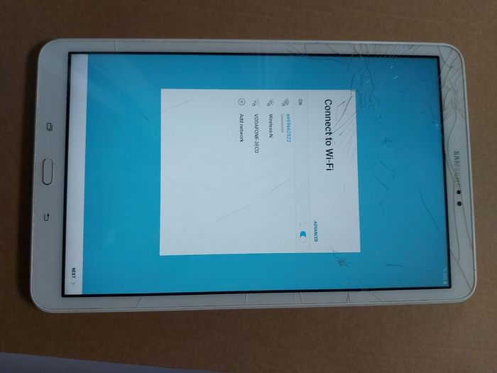 Samsung Galaxy Tab A6, Model SM-T580, FRP Google Locked, Scratches-cracks on display, but touchscreen works fine