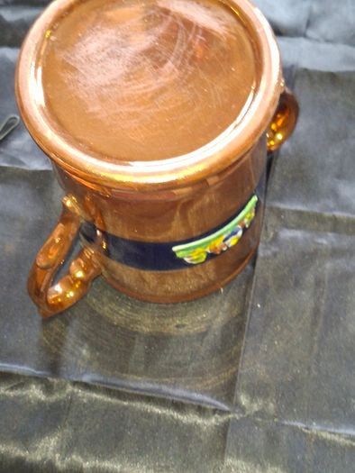 Very Large Antique Victorian Staffordshire Copper Lustreware 2 Handle Mug, 1830 to 1860 likely produced in England