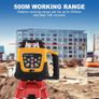 Rotary Laser Level Kit, 360 Degree Automatic Self Leveling Red Beam Horizontal Laser Transit, with Aluminum Tripod & Grade Rod, 500m Image 7