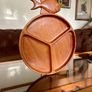 Vintage Teak Mid Century Divided Serving Platter Carved Handle Retro Stylised Fish Image 2