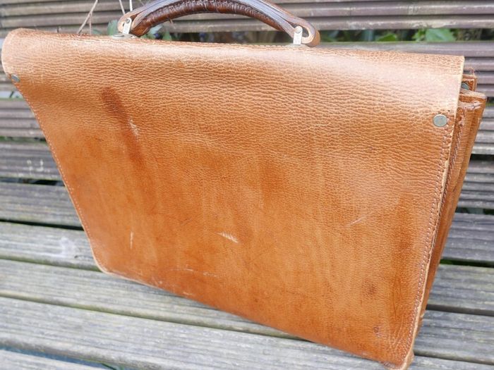 Vintage 70s Vintage Leather BAG 16,2" x 14"
