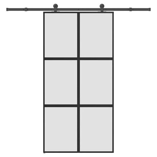 Sliding Door with Hardware Set 90x205 cm Tempered Glass&Aluminium