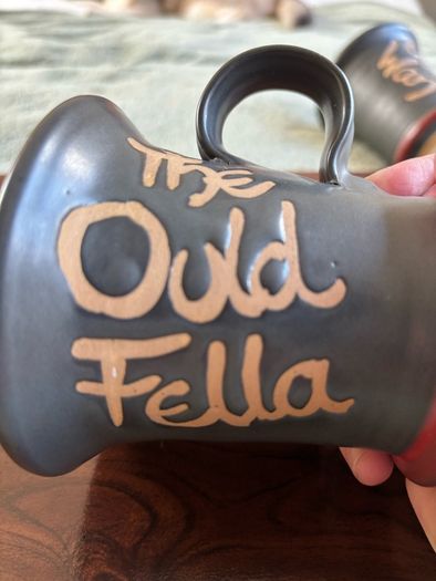A Pair of Brand New Moville Pottery 'Ould Fella' and 'Ould Wan' Mugs