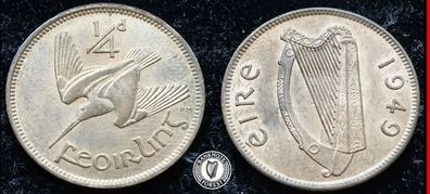 [#461] - Ireland 1949 | Irish 1/4d | Farthing | Woodcock | KM.9 | UNC