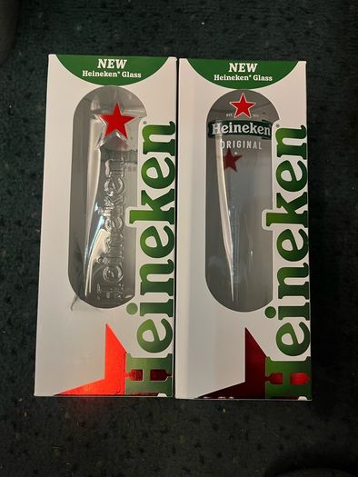 Heineken Pint beer Glasses brand new with box