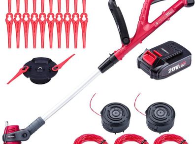 Cordless Grass Trimmer Edger 2in1, Battery and Charger Included 20volt 2.0Ah,  25 cm, Light and Ergonomic Design, Adjustable Head & Handle