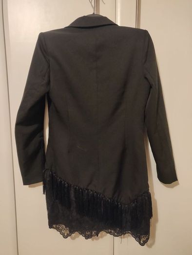 Misguided Black Coat with lace and tassels