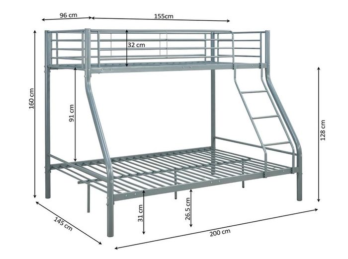 Black Double Metal Bunk Bed Free Delivery