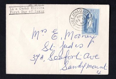 1961 Ireland St.Patrick 3d Commemorative Addressed First Day Cover (FDC) with Baile Atha Cliath (Dublin) cancel