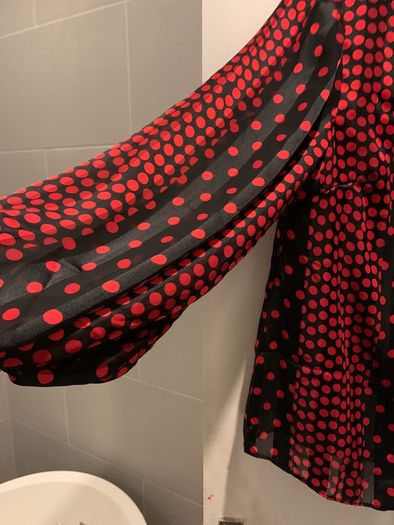 Dramatic polka dot blouse