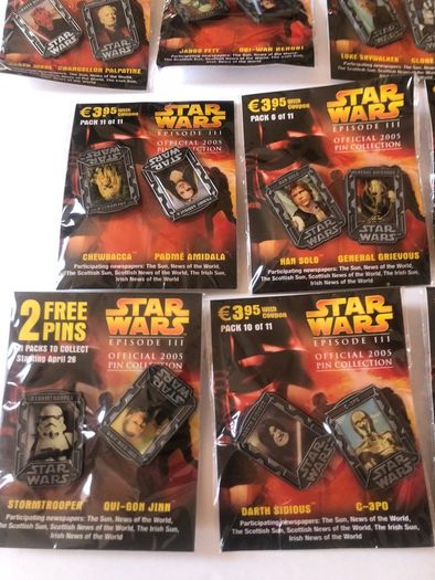 Star Wars Episode III 2005 Pin Collection Complete Set