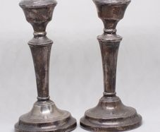 Pair of mid century silver candle sticks