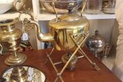 Victorian brass kettle on stand