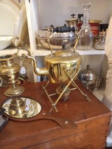 Victorian brass kettle on stand