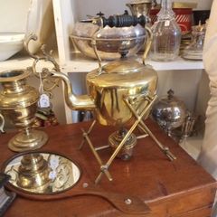 Victorian brass kettle on stand