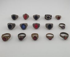 Old World Antique Mixed Brass Artisan Lot of 15 Rings