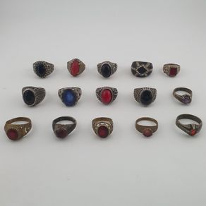 Old World Antique Mixed Brass Artisan Lot of 15 Rings