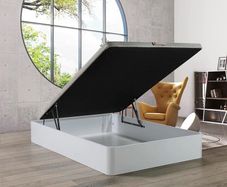 White Ottoman Storage Bed - King