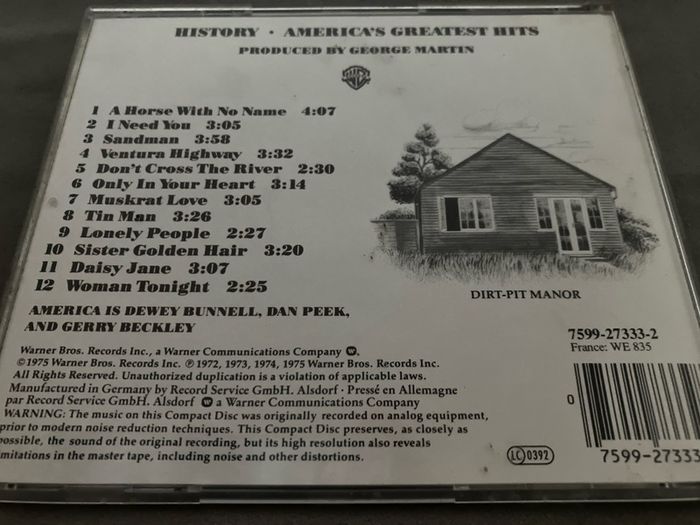 AMERICA'S  Greatest Hits History    CD