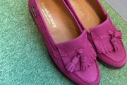 Pink suede leather Russell and Bromley loafer shoes