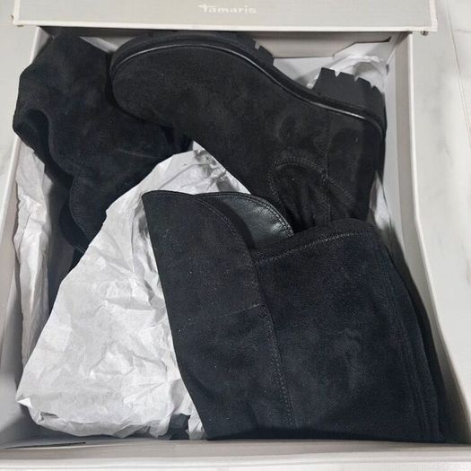 Tamaris knee high block heel suede boots RRP 90 euro new & boxed