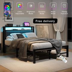 King Size Bed Base with Charging Station