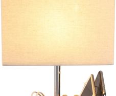 USB Bedside Table Lamp, HHome Plus Desk Lamp with 3 USB Charging Ports and Phone Charge Dock, Wood Charging Station and Organizer, Perfect Light for Bedroom, Guest Room, Living Room, Office