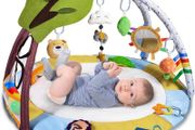 Baby Play Mat with 9 Toys, Baby Activity Gym with Balls for Sensory and Motor Skill Development, Baby Play Gym 2 Rattle Teething Toys for Toddlers, Thicker, Non Slip, Ages Newborn (FREE POSTAGE)