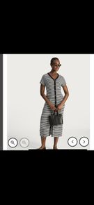 Stripped Button Midi Dress Black