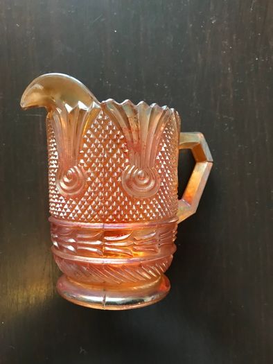 Vintage Depression Orange Fluted bowl and Jug