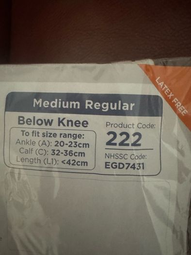 Preventex Anti-Embolism  below knee white stockings size Medium Regular Free post