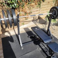 Complete Home Gym Package 100kg Olympic Weights Bench Squat Rack Flooring
