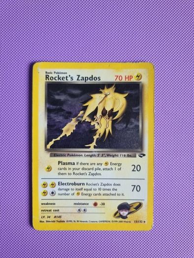 Team Rockets Zapdos (15/132) Holo Gym Challenge Pokemon Card
