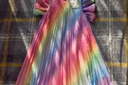8-9years, With Tags H&amp;M Rainbow Pleated Chiffon Dress