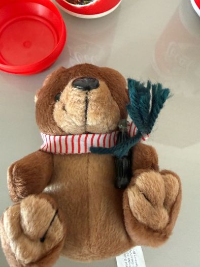 Vintage Christmas Coca cola soft toys in can