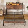 4ft6 Double Bed Frame with Storage Wooden Headboard Image 2