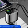 5-in-1 Car Charger Adapter, Dual USB+PD Fast Charging, Extendable Cable, Voltage Display, Universal Compatibility, Female to Male Connector Image 5