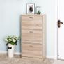 _shoe cabinet with 3 flaps shoe rack Schuhkipepr shoe chest, oak-colored, adjustable 60 x 120 x 24 cm (W x H x D), oak look Image 2
