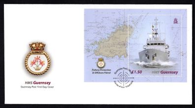 2003 Guernsey HMS Guernsey Miniature Sheet Commemorative Stamps Official First Day Cover (FDC)