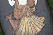 Vintage Indian Hard Wood &amp; Bone Wall Plaque 11" X 6"