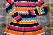 Boboli Chevron Zig-Zag &amp; Striped Knit Dress