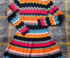 Boboli Chevron Zig-Zag & Striped Knit Dress
