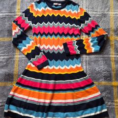 Boboli Chevron Zig-Zag & Striped Knit Dress