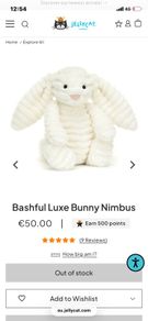 New JELLYCAT Bashful Luxe Bunny Nimbus